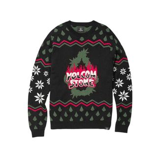Volcom Holi Dazed Sweater Mens Multicolor Printed Long Sleeve Cozy RED588