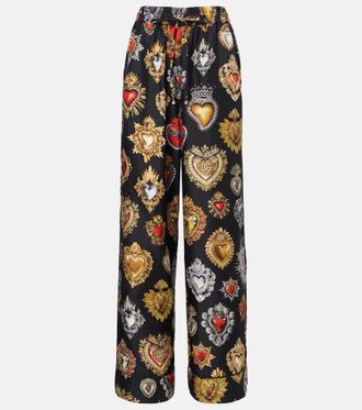 Dolce & Gabbana Devotion silk twill palazzo pants