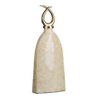 Bigbuy Jarr&oacute;n - Decorativo - 24 X 13 X 64 Cm - Vidrio Dorado - Metal Blanco - Estilo Contempor&aacute;neo