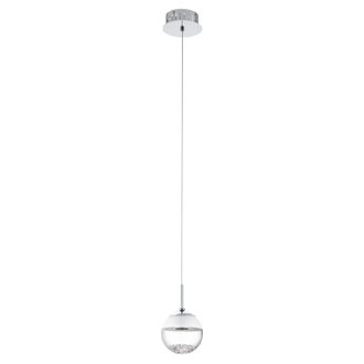 Loops Pendant Light Colour Chrome Shade White Clear Glass Crystal Bulb LED 1x5W