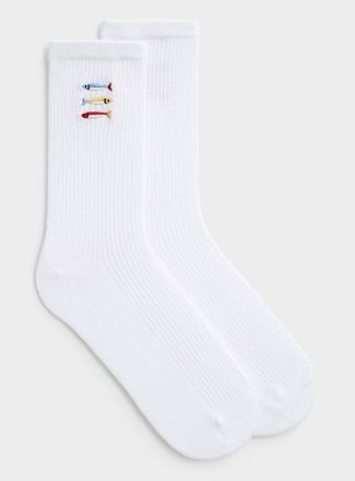 Simons Womens Embroidered animal ribbed socks