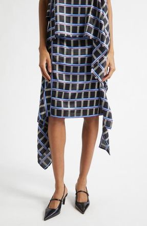 EENK Check Asymmetric Silk & Cotton Skirt in Black Multi at Nordstrom, Size X-Small