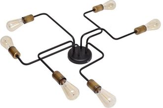 Netlighting Tube Multi Arm Semi Flush Ceiling Light Black Patina 75cm