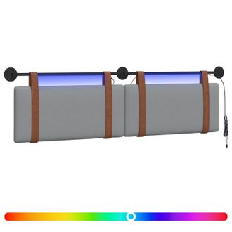vidaXL Cabecero Colgante Con Luz Led Gris Claro Pu Antiguo Vidaxl