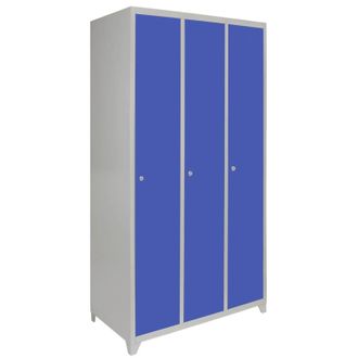 MonsterShop Metal Storage Lockers - Three Doors Wide, Blue
