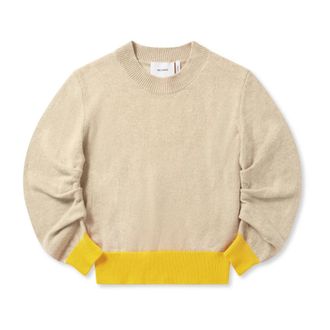 Axel Arigato Rina Gathered Sweater - Dames - Ronde hals truien - Beige - M - Katoen - Truien & Vesten