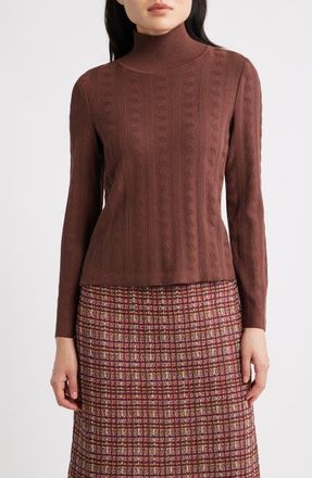 Misook Textured Knit Mock Neck Top in Truffle at Nordstrom, Size Xx-Large