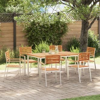 Berkfield Home 7 Piece Garden Dining Set Solid Wood Teak in Brown