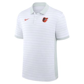 Nike Baltimore Orioles Authentic Collection Striped Victory Nike Mens Dri-FIT MLB Polo in White | 03BG0GJCOLE-P81