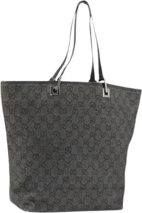 Gucci Pre-owned Vintage Canvas Tote Bag - Dames - Vintage Shopper - Zwart - ONE Size - Vintage