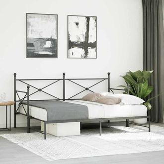 Berkfield Home Durable Daybed with Trundle without Mattress Black 90x200 cm Steel