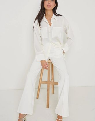 Pretty Lavish Womens Drew Crinkle Shirt - White - Size: 10/8
