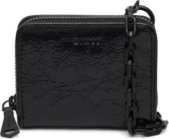 Aim&eacute;e Ace Zip Around Wallet in Black Crinkle at Nordstrom