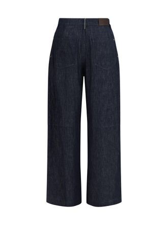 Brunello Cucinelli Wide-Leg Cotton Denim Jeans - Blue