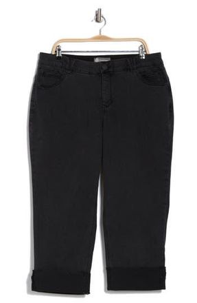 Democracy High Waist Cuffed Boyfriend Jeans in Black at Nordstrom Rack, Size 22W