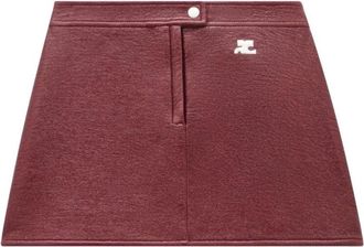 Courr&egrave;ges Rode Faux Leren A-Lijn Rok - Dames - Korte rokken - Rood - S - Katoen - Rokken