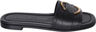 Moncler Schoenen, Dames, Zwart, 36 EU, Leer, Bell Leather Slide