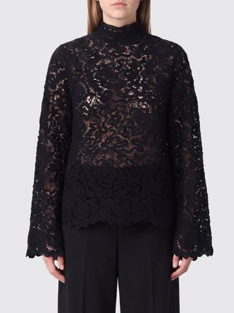 Semicouture Top dolcevita in pizzo a maniche lunghe da sera