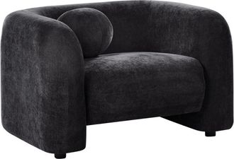 Beliani Sill&oacute;n De Sala De Estar Moderno Con Tapizado De Chenilla Y Coj&iacute;n Redondo Negro Leiren