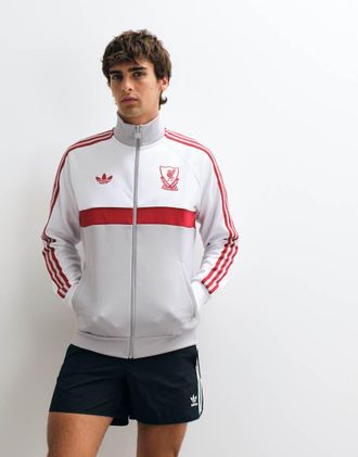 adidas Liverpool fc originals top della tuta in bianco / grigio due
