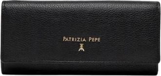 Patrizia Pepe Grained Leather Wallet - Dames - Portefeuilles - Zwart - ONE Size - Leer - Accessoires