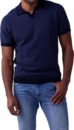 The Normal Brand Robles Knit Jacquard Polo In Denim/ Navy
