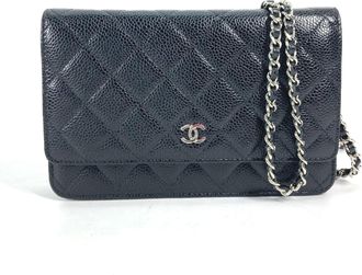 Chanel Black Leather Long Wallet (Bi-Fold) (Pre-Owned)
