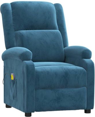 vidaXL Sill&oacute;n De Masaje De Terciopelo Azul Vidaxl