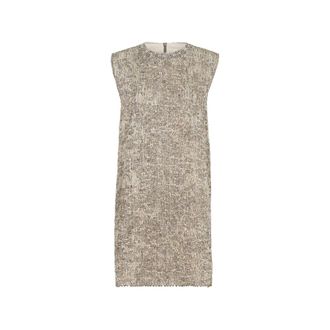 Brunello Cucinelli Dazzling Craquel&eacute; Embroidery Dress In Mohair And Wool