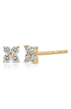EF Collection Fleur Diamon Stud Single Earring in 14K Yellow Gold at Nordstrom