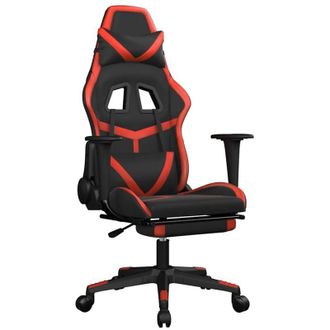 vidaXL Vidaxl - Silla Gaming De Masaje Y Reposapi&eacute;s Cuero Sint&eacute;tico Negro Rojo