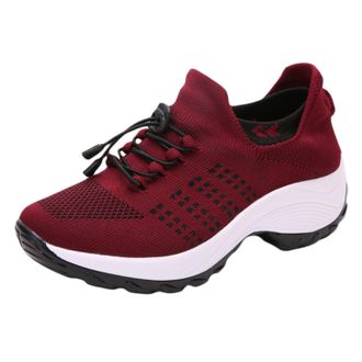 Generic Orthotic Stretch Cushion Shoes for Women Lace Up Breathable Mesh Arch Support Sneakers Outdoor Non-Slip Walking Running Gym Athletic Fitness Jogging F