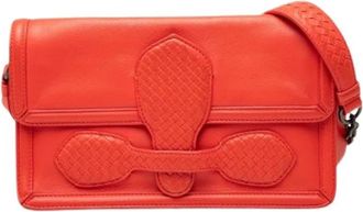 Bottega Veneta Pre-owned Woven Nappa Shoulder Bag - Dames - Vintage Schoudertas - Oranje - ONE Size - Leer - Vintage