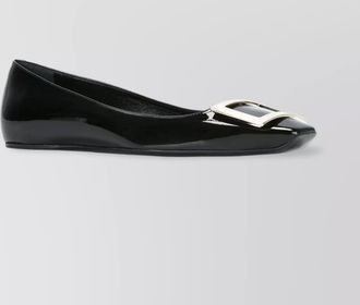Roger Vivier square buckle patent leather ballerina flats