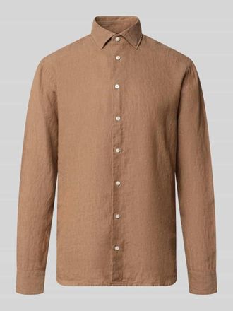 Seidensticker Regular Fit Business-Hemd aus Leinen mit Kentkragen in Mittelbraun, Gr&ouml;&szlig;e 39