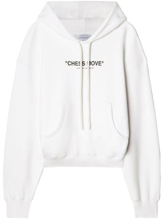 Off-white Hoodie met tekst en trekkoord - Wit