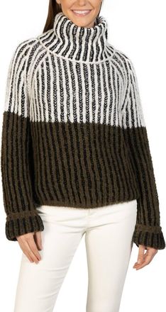Love Token Daytona Turtleneck Sweater In Olive Multi