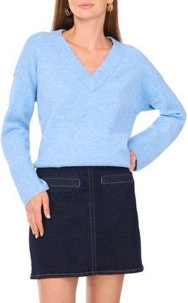 Vince Camuto High-Low V-Neck Sweater in Blue Heather at Nordstrom Rack, Size X-Large