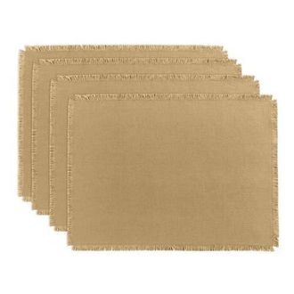 Solino Home Linen Placemats Set of 4, 14 x 19 Inch for Dining Table, Holiday and Everyday Table Decor - Fringe in Kelp at Nordstrom, Size Medium