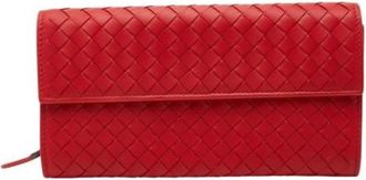 Bottega Veneta Pre-owned Vintage lange portemonnee (bi-fold) - Dames - Vintage Accessoires - Rood - ONE Size - Leer - Vintage