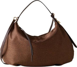 Borbonese Prive Hobo Medium - Dames - Schoudertassen - Bruin - ONE Size - Leer - Tassen