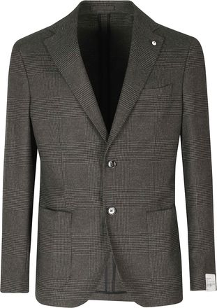 L.B.M. 1911 Single-Breasted Dark Green Jacket with Crumpled Lapels