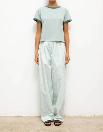 Leset Yoshi Wide Leg Pants In Vert Stripe