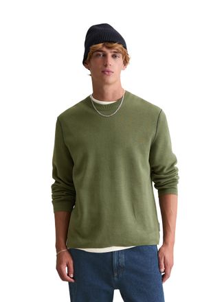 Marc O'Polo Denim Rundhalspullover MARC OPOLO DENIM, Herren, Gr. XXL, schwarz moss, Strick, Obermaterial: 70% Baumwolle, 30% Lyocell, regular fit normal, Rundhals, Ripp