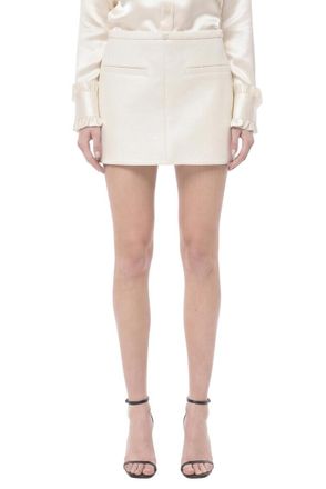 Courr&egrave;ges White Textured Above Knee Skirt