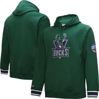 Mitchell & Ness Mens Mitchell & Ness Hunter Green Milwaukee Bucks Hardwood Classics Chainstitch Vintage Heavyweight Pullover Hoodie at Nordstrom, Size Medium