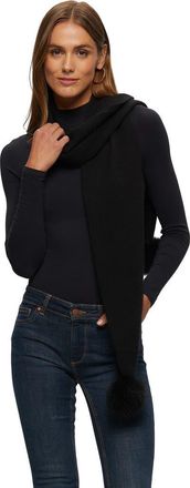 Gorski Knit Cashmere Scarf With Toscana Lamb Pompom in Black at Nordstrom
