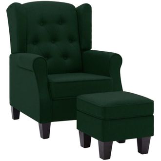 vidaXL Sill&oacute;n Con Reposapi&eacute;s Tela Verde Oscuro Vidaxl