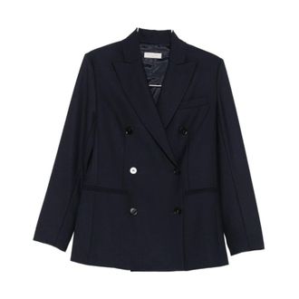 Antonelli Blazers, female, Blue, M, Blue Double-Breasted Blazer with Peak Lapels