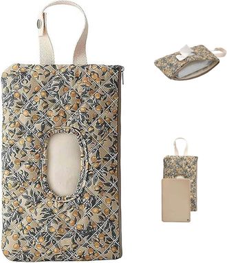 Generic Quilted Baby Diaper and Wipes Pouch, Portable Wipes Pouch with Lanyard - Refillable Floral Quilted Wipe Holder for Travel, Stroller & Daily Use (Green